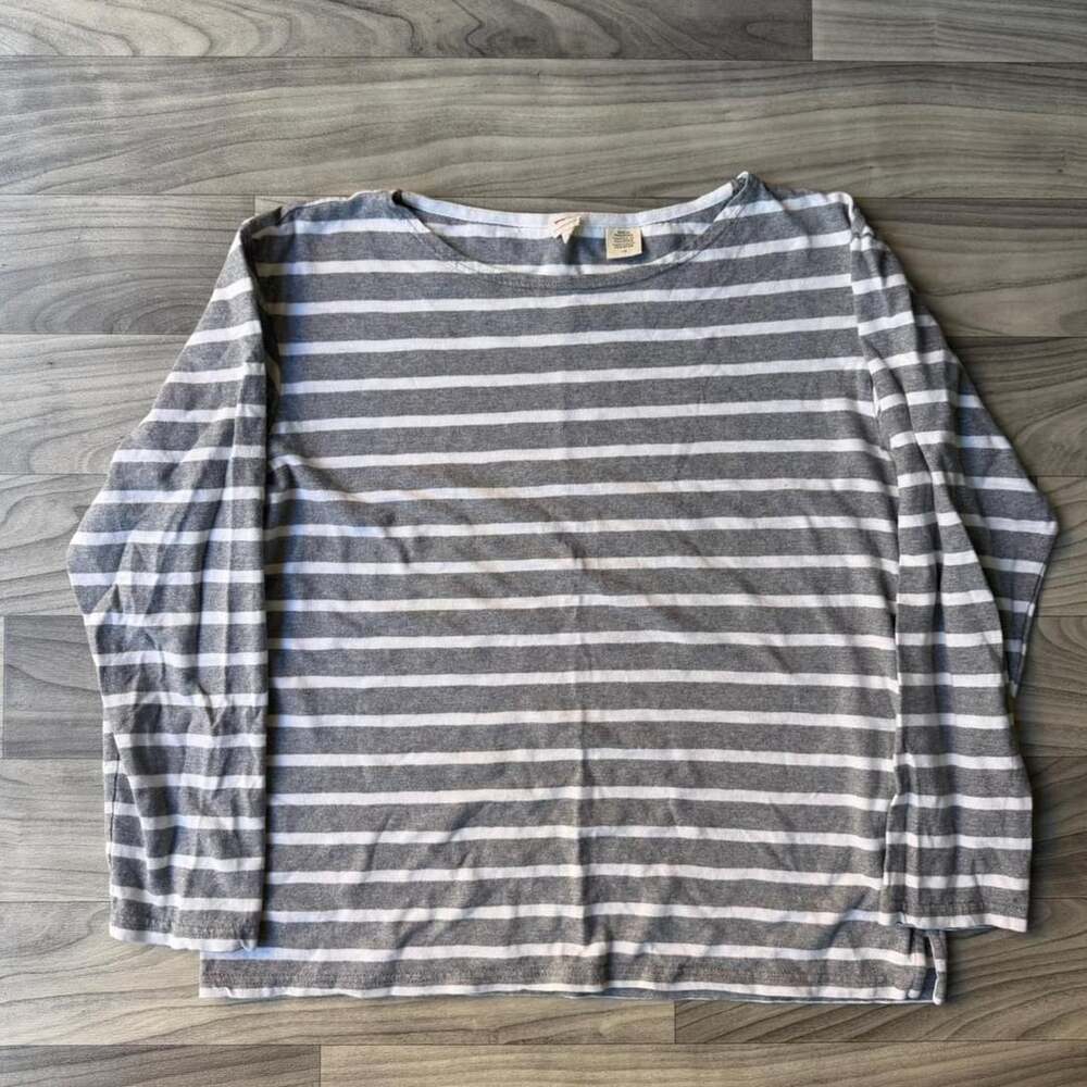 Levi's Striped Thermal Long Sleeve Shirt Size L Grey White